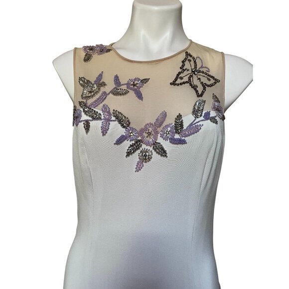 Jovani Y2K Vintage Embellished Cream Maxi Dress Formal Gown Butterfly Whimsical - Picture 3 of 11